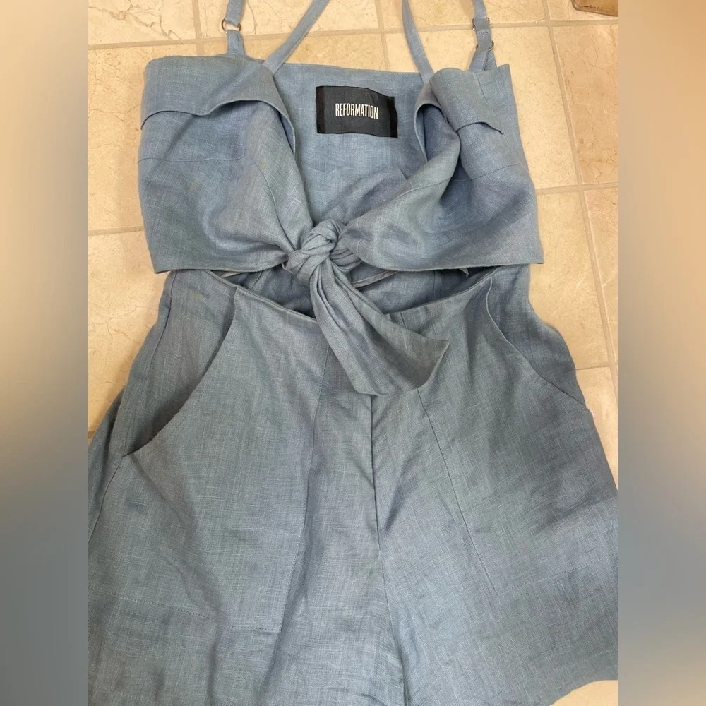 Reformation Cut Out Linen Romper